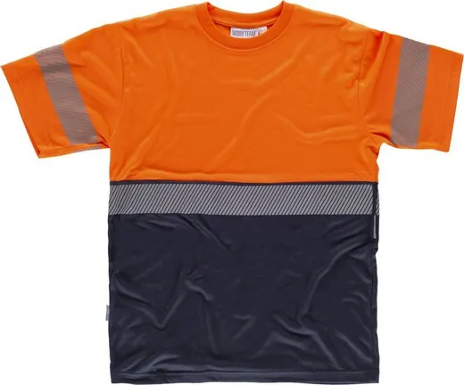 Men's Short Sleeve Color Block Tee Navy Orange