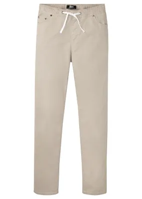 Pantalon elastico sin cierre de corte regular y recto Piedra